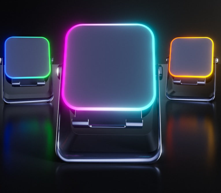 Folding Desktop Phone Stand with Wireless Speaker & Ambient Light