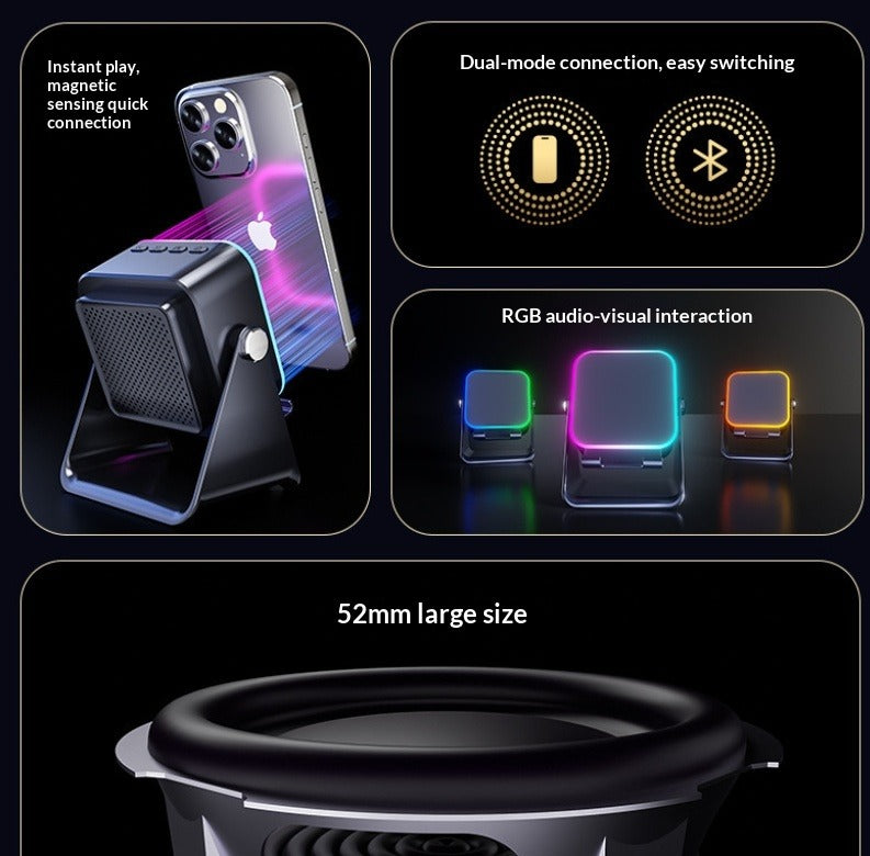 Folding Desktop Phone Stand with Wireless Speaker & Ambient Light