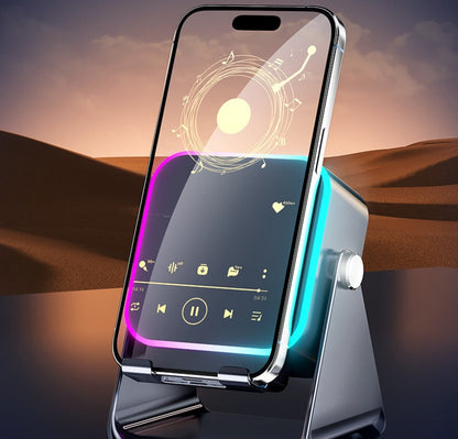 Folding Desktop Phone Stand with Wireless Speaker & Ambient Light