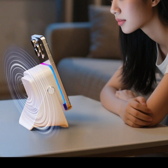 Folding Desktop Phone Stand with Wireless Speaker & Ambient Light