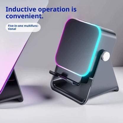 Folding Desktop Phone Stand with Wireless Speaker & Ambient Light